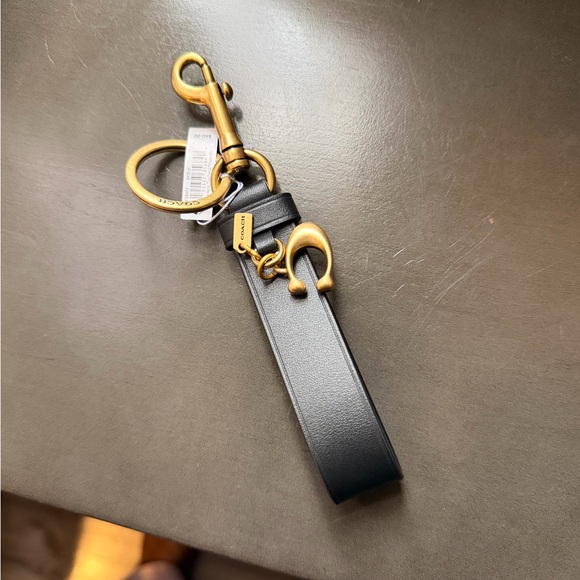 Coach Black Leather Keychain with Gold Details - Picture 3 of 7